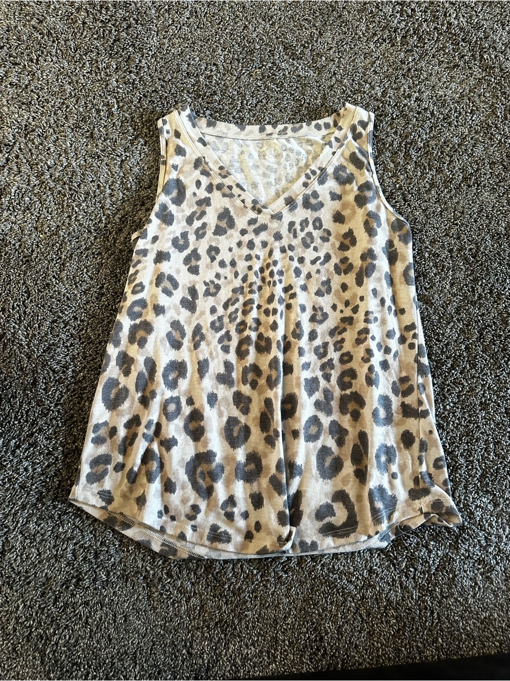 Maurices Beige Tank Top with Gray Leopard Print